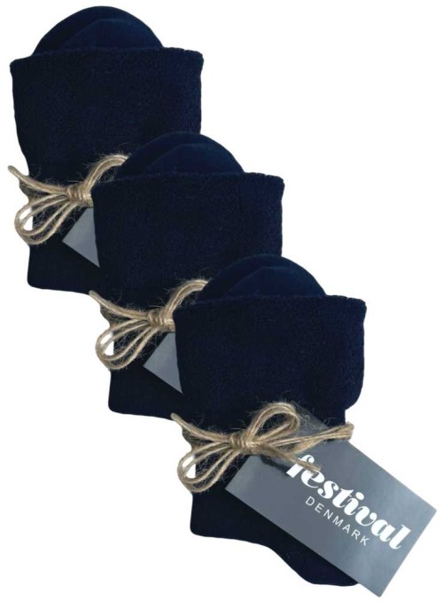 3 par bomuldsfrotté sokker dame, navy