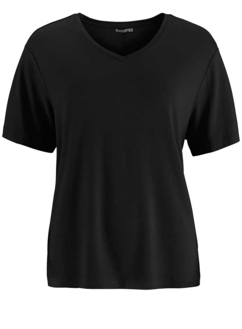 Bambus T-shirt med V-hals sort, kortærmet