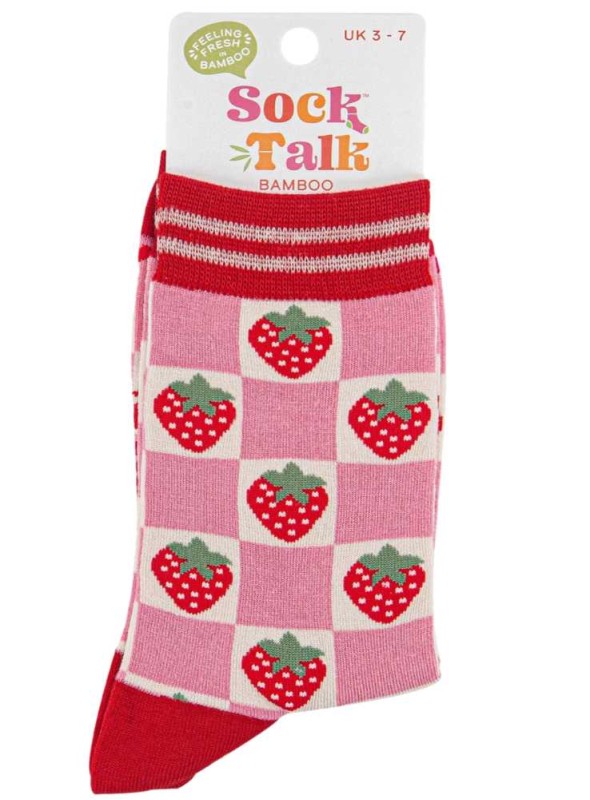 Bambus strømper jordbær, dame, fra Sock Talk