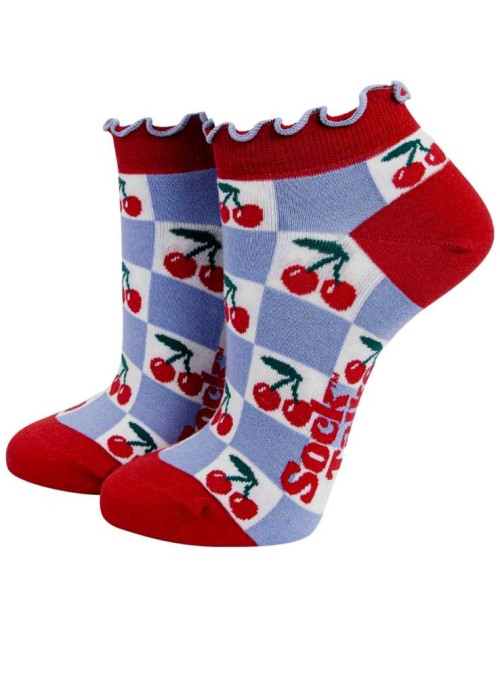 Bambus sneaker strømper kirsebær, dame, fra Sock Talk