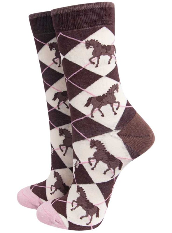 Bambus strømper med heste, dame, fra Sock Talk